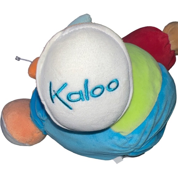 Kaloo Bunny Rabbit Apple Worm Blue Green Orange Velour Round Rattle Big Feet - Picture 3 of 10